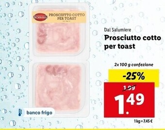 Lidl Dal salumiere prosciutto cotto per toast offerta