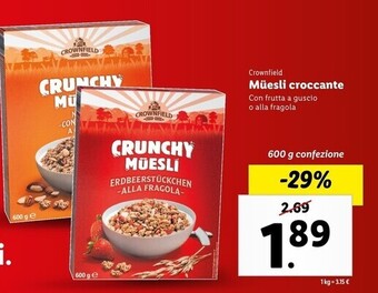 Lidl Crownfield muesli croccante offerta