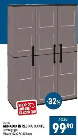 Cfadda Armadio in resina 3 ante offerta