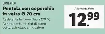 Lidl Ernesto pentola con coperchio in vetro 20 cm offerta