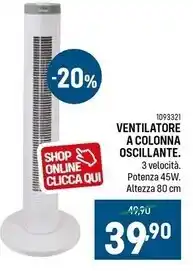 Cfadda Ventilatore a colonna oscillante offerta