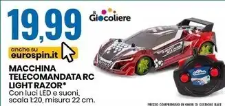 Eurospin Il giocoliere macchina telecomandata rc light razor offerta