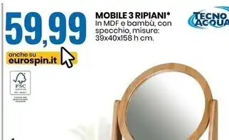 Eurospin Tecno acqua mobile 3 ripiani offerta