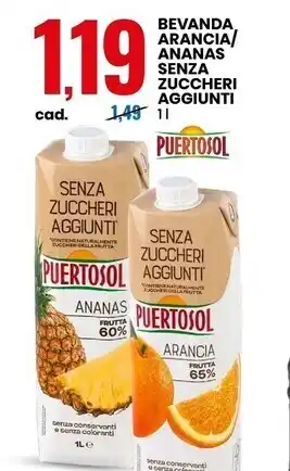Eurospin Puertosol bevanda arancia/ananas senza zuccheri aggiunti offerta