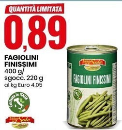 Eurospin Delizie dal sole fagiolini finissimi offerta