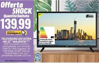 Eurospin Majestic televisore led ultra hd 27 offerta