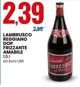 Eurospin Lambrusco reggiano dop frizzante amabile offerta