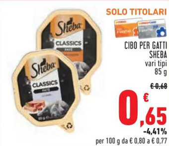 Conad CIBO PER GATTI SHEBA vari tipi 85 g offerta