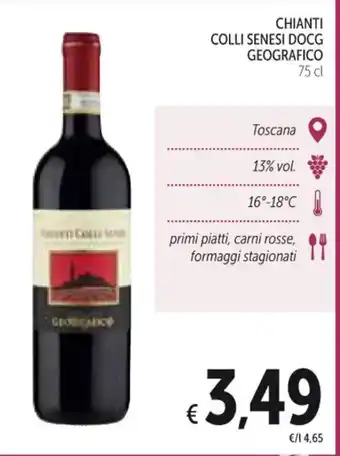 Spazio Conad CHIANTI COLLI SENESI DOCG GEOGRAFICO 75 cl offerta