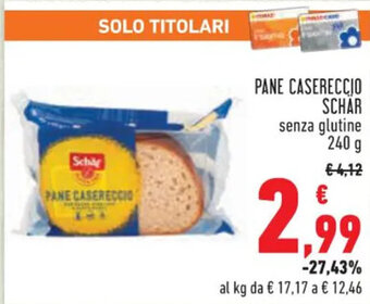 Conad PANE CASERECCIO SCHAR senza glutine 240 g offerta