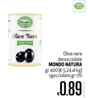 Maxi Supermercati Mondo Natura Olive nere denocciolate 400gr o 170gr offerta