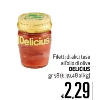 Maxi Supermercati Delicius Filetti di alici tese all'olio di oliva 58gr offerta