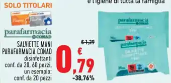 SALVETTE MANI PARAFARMACIA CONAD conf. da 20 pezzi