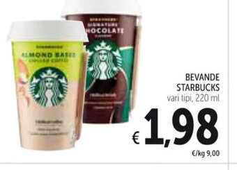 Spazio Conad BEVANDE STARBUCKS vari tipi, 220 ml offerta