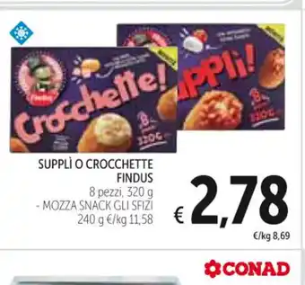 Spazio Conad SUPPLI O CROCCHETTE FINDUS 8 pezzi, 320 g offerta