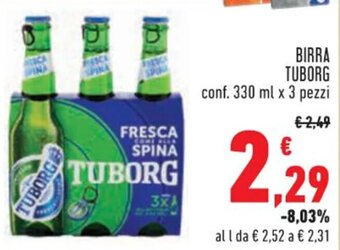 Conad BIRRA TUBORG conf. 330 ml x 3 pezzi offerta