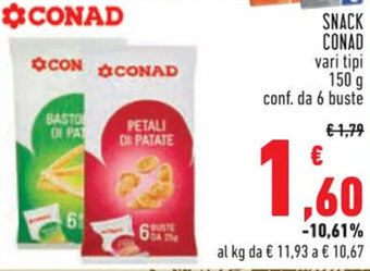 Conad SNACK CONAD 150 g conf. da 6 buste offerta