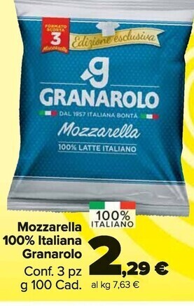 Carrefour Market Granarolo mozzarella 100% italiana offerta