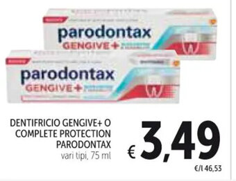 Spazio Conad DENTIFRICIO GENGIVE+ O COMPLETE PROTECTION PARODONTAX vari tipi, 75 ml offerta