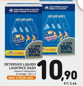 Spazio Conad DETERSIVO LIQUIDO LAVATRICE DASH 63 LAVAGGI 1,05 l x 3 offerta