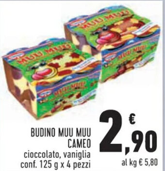 Conad BUDINO MUU MUU CAMEO cioccolato, vaniglia conf. 125 g x 4 pezzi offerta