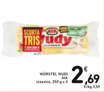 Spazio Conad WÜRSTEL WUDI AIA classico, 250 g x 3 offerta