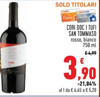 Conad CORI DOC I TUFI SAN TOMMASO rosso, bianco 750 ml offerta