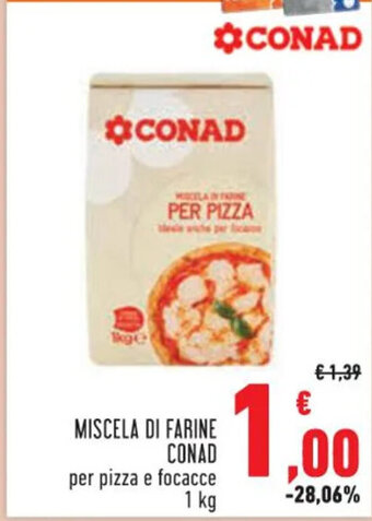 Conad MISCELA DI FARINE CONAD per pizza e focacce 1 kg offerta