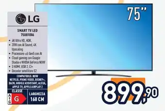 Unieuro LG SMART TV LED 75U81006 75'' offerta