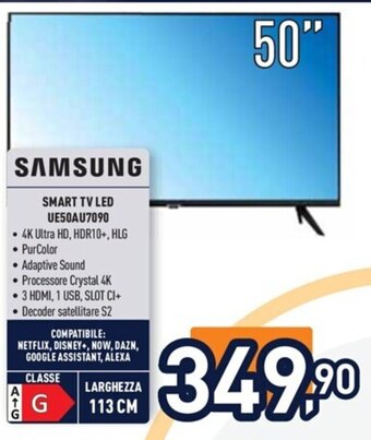 Unieuro SAMSUNG SMART TV LED UE50AU7090 offerta