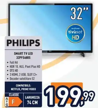 Unieuro PHILIPS SMART TV LED 32PFS6805 offerta