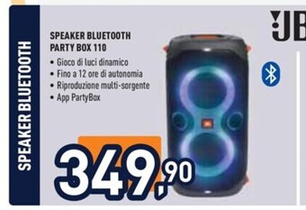 Unieuro JBL SPEAKER BLUETOOTH PARTY BOX 110 offerta