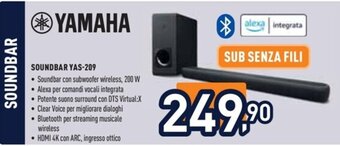 Unieuro YAMAHA SOUNDBAR YAS-209 offerta