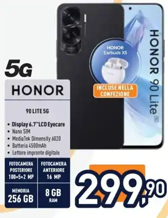 Unieuro 5G HONOR 90 LITE 5G offerta