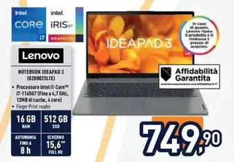 Unieuro Lenovo NOTEBOOK IDEAPAD 3 (82H8025LIX) offerta