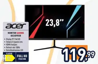 Unieuro acer MONITOR GAMING QG240YH3B offerta