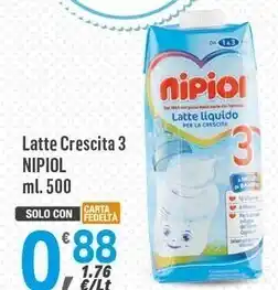 Supermercati Dok Nipiol latte crescita 3 offerta