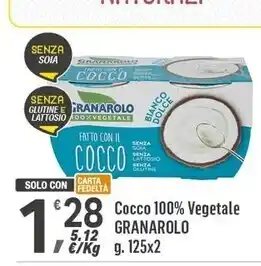 Supermercati Dok Granarolo cocco 100 % vegetale x2 offerta