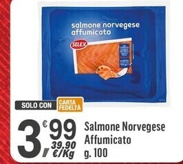 Supermercati Dok Selex salmone norvegese affumicato offerta