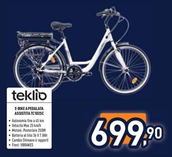 Unieuro teklio E-BIKE A PEDALATA ASSISTITA TC1D2SC offerta