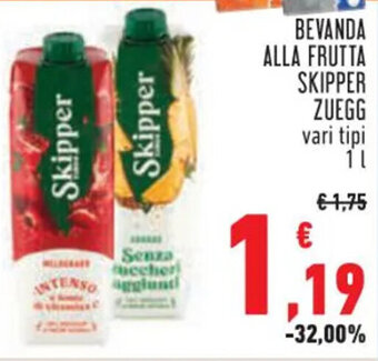 Conad BEVANDA ALLA FRUTTA SKIPPER ZUEGG 1 L offerta