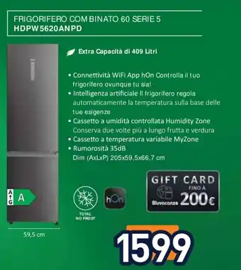Unieuro FRIGORIFERO COM BINATO 60 SERIE 5 HDPW5620ANPD offerta