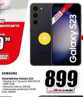 MediaWorld SAMSUNG Smartphone Galaxy S23 offerta
