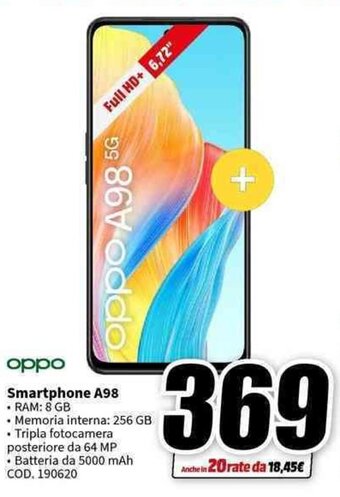 MediaWorld oppo Smartphone A98 offerta