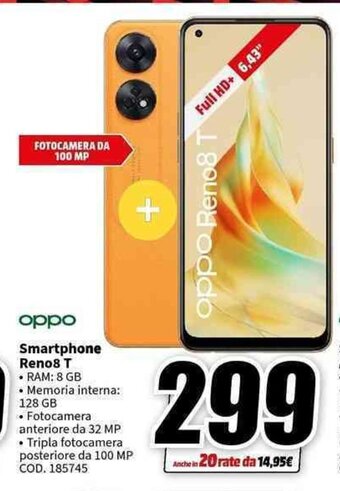 MediaWorld oppo Smartphone Reno8 T offerta