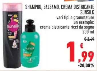 Conad SHAMPOO, BALSAMO, CREMA DISTRICANTE SUNSILK 200 ml offerta