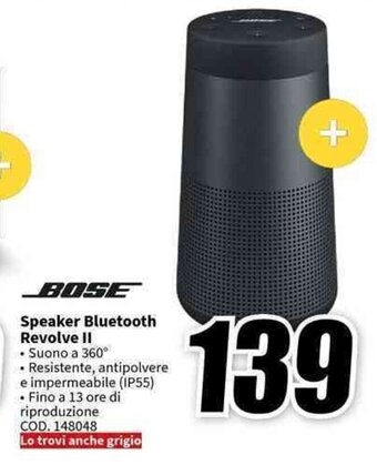 MediaWorld BOSE Speaker Bluetooth Revolve II offerta