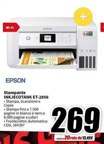 MediaWorld EPSON Stampante INKJECOTANK ET-2856 offerta
