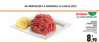 Conad MACINATO DI BOVINO ADULTO CONAD PERCORSO QUALITÀ Filiera Controllata confezione convenienza al kg offerta