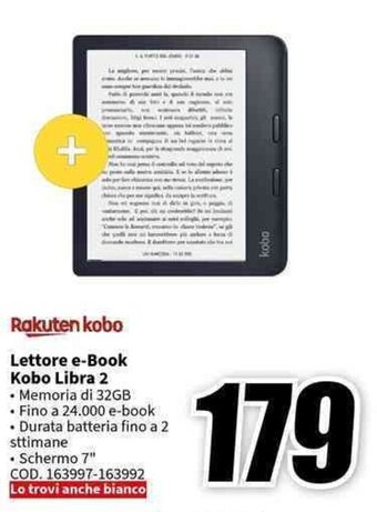 MediaWorld Rakuten kobo Lettore e-Book Kobo Libra 2 offerta